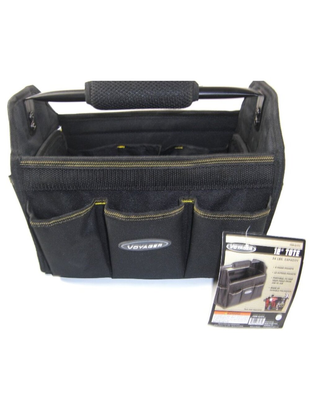 Voyager 12" Tool Tote Black 18 Pockets Portable Tool Bag New